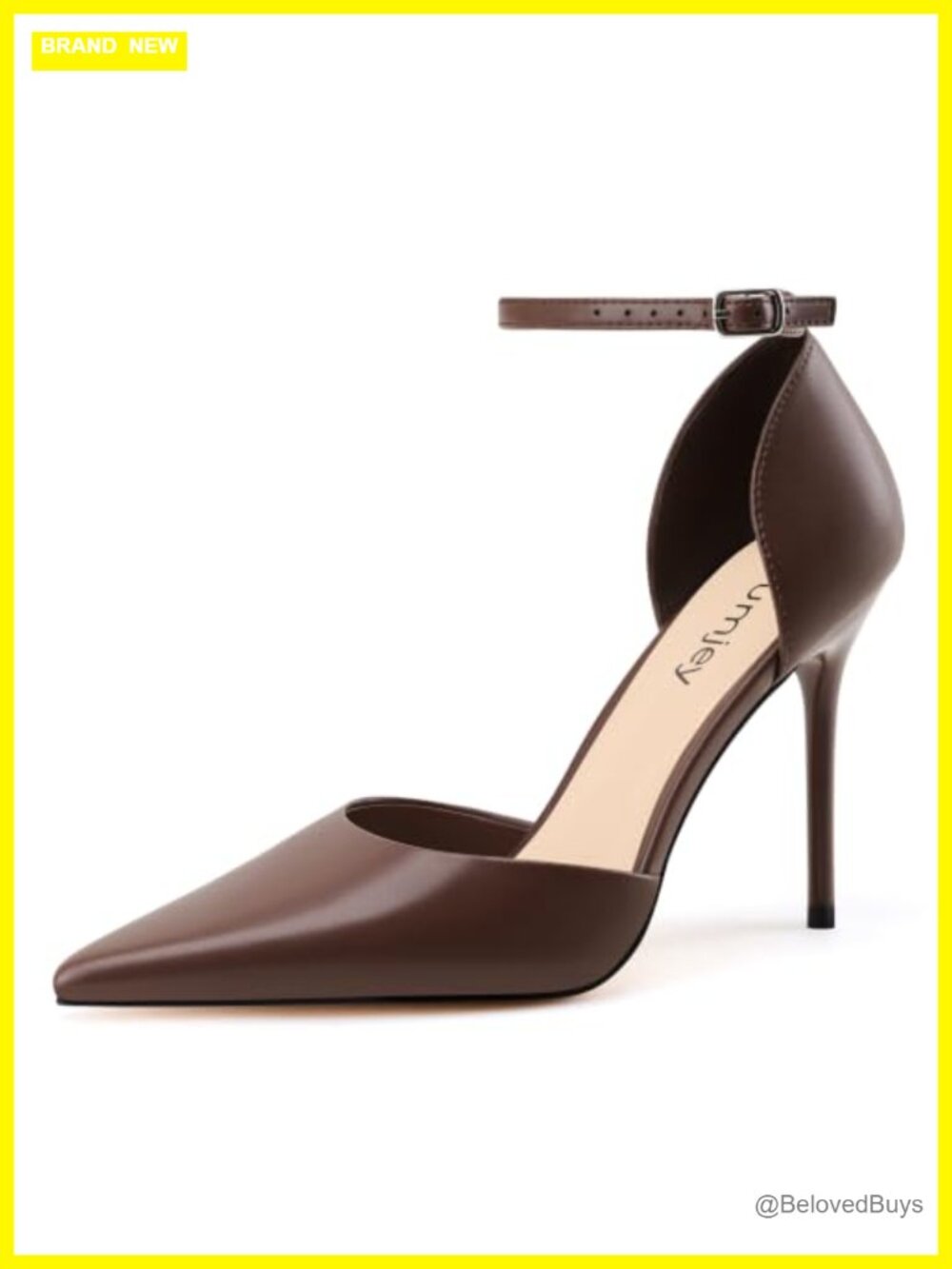 Faux Leather Pointed Toe Stiletto Heels Ankle Strap Pumps